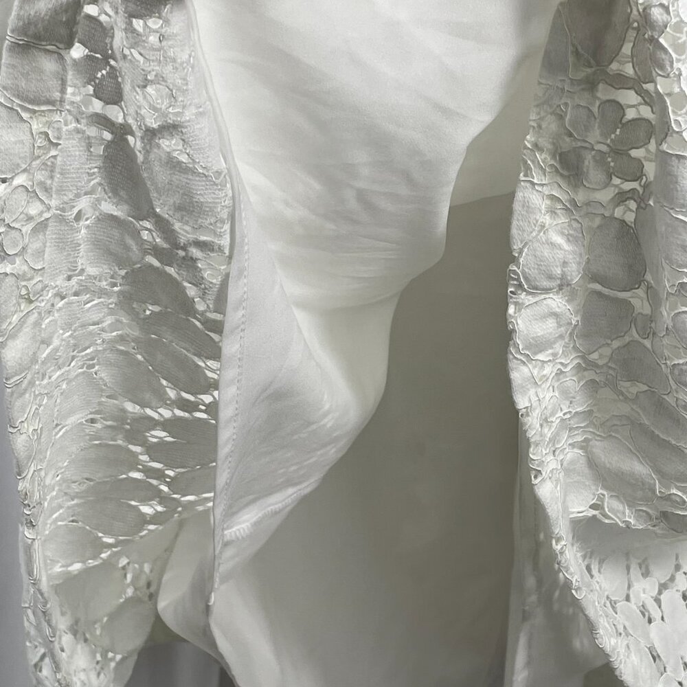 Halogen White Lace Shift Dress Long Sleeve Cotton Blend Size M - Picture 9 of 12